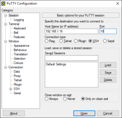putty-synology verbinding