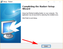 radarr Windows installatie klaar 