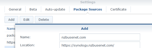 package sources synology.nzbusenet