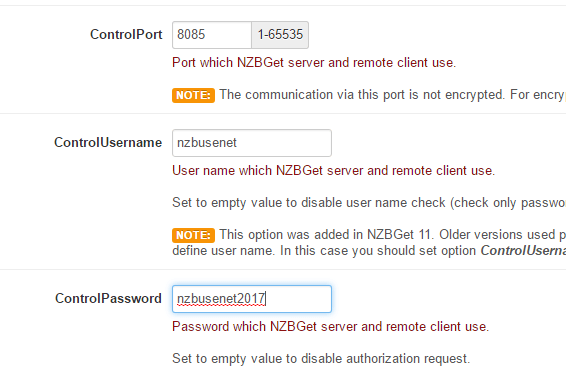 nzbget username enter