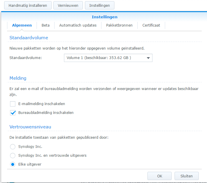 Synology package sources installation - allow any publisher