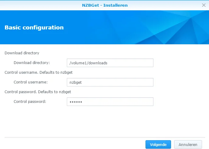 nzbget download folder and username synology