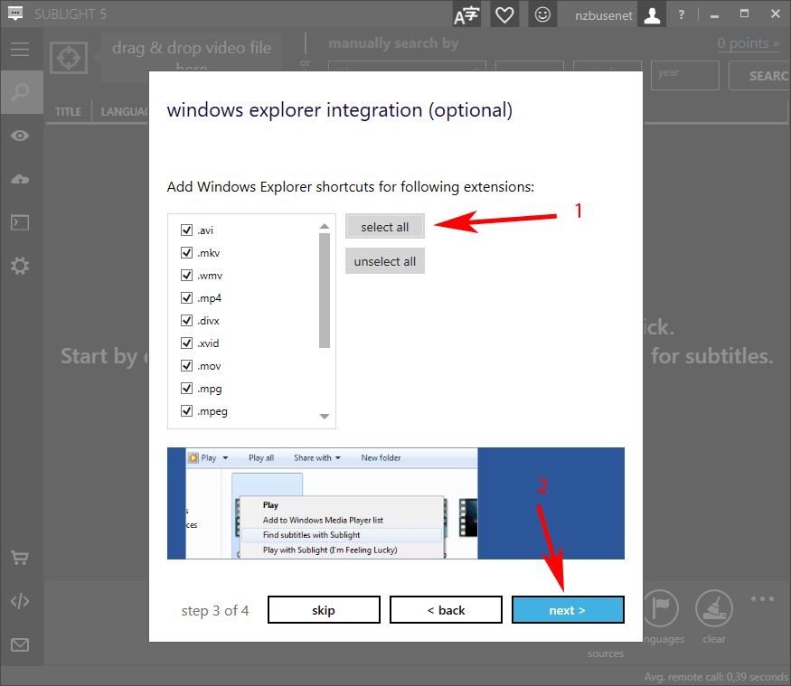 Configure sublight extensions windows