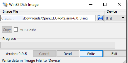 win32 disk imager open elec