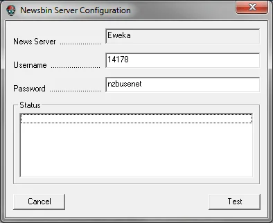 server ingesteld newsbin configuratie