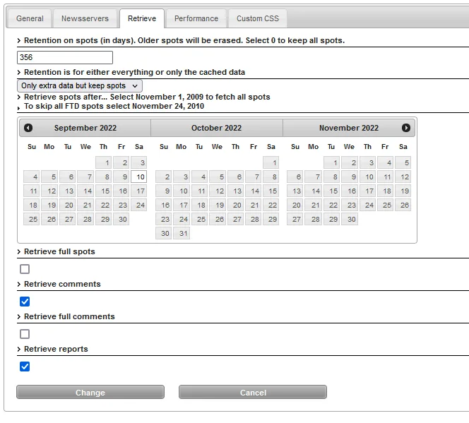 Set up SpotWeb retrieve settings spotweb windows