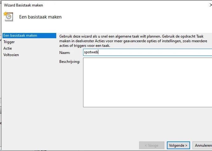 Set up SpotWeb Windows 10/11 28 basic task windows 10 create spotweb