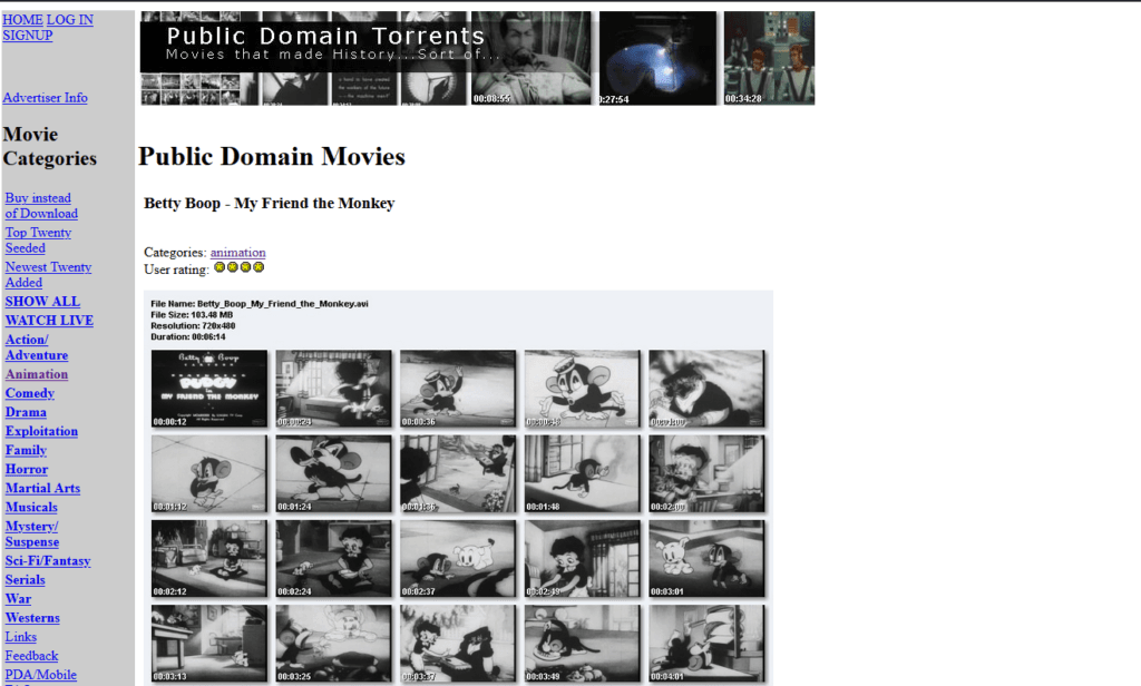 Publicdomaintorrents.info Torrent site voor oude films 1 Publicdomaintorrents