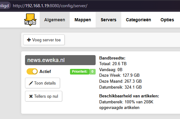 SpotNet Back-up provider instellen usenet block account